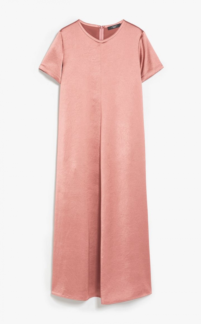 Max Mara Satin T-shirt Kleid Rosa | MMR593317