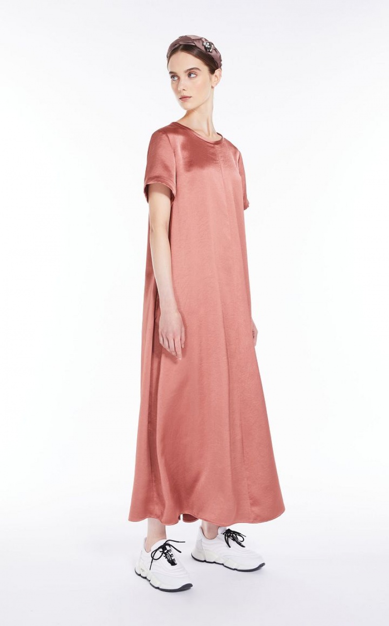 Max Mara Satin T-shirt Kleid Rosa | MMR593317