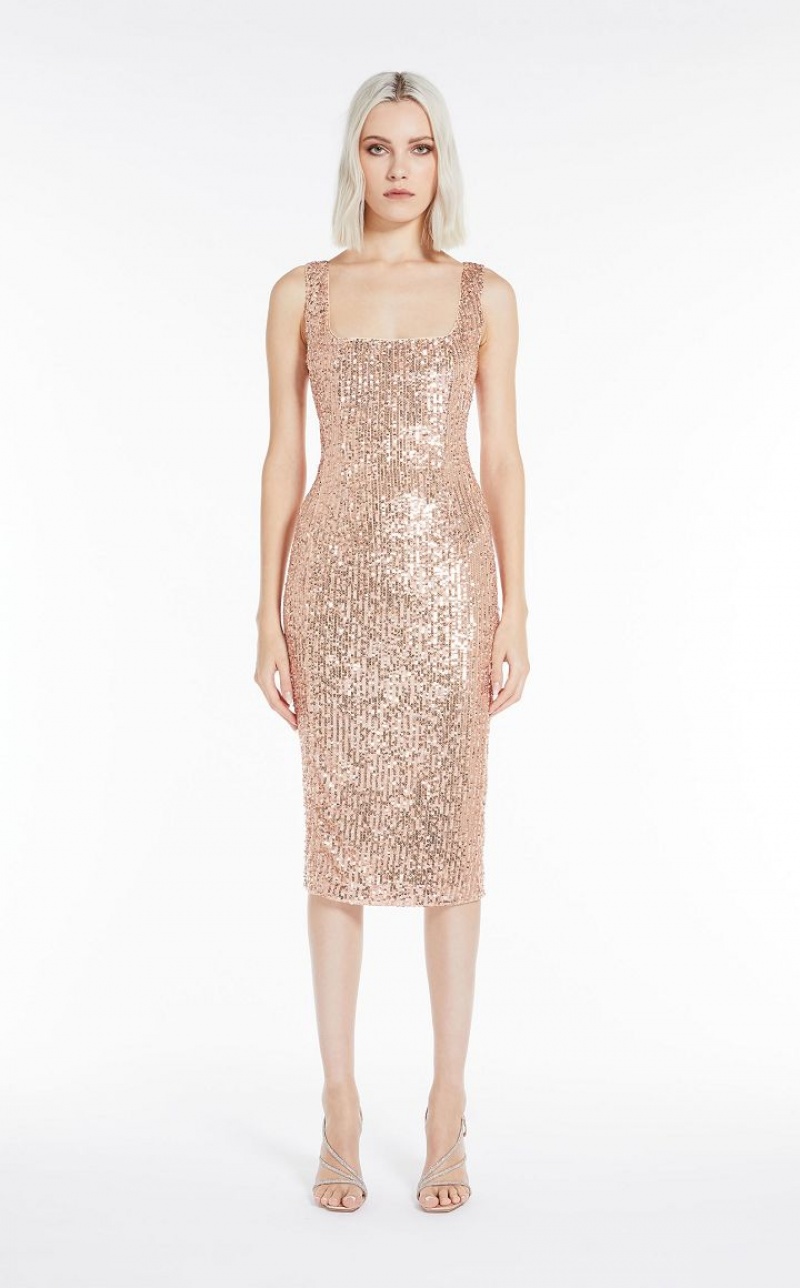 Max Mara Sequinned Sheath Kleid Hellrosa | MMR593332