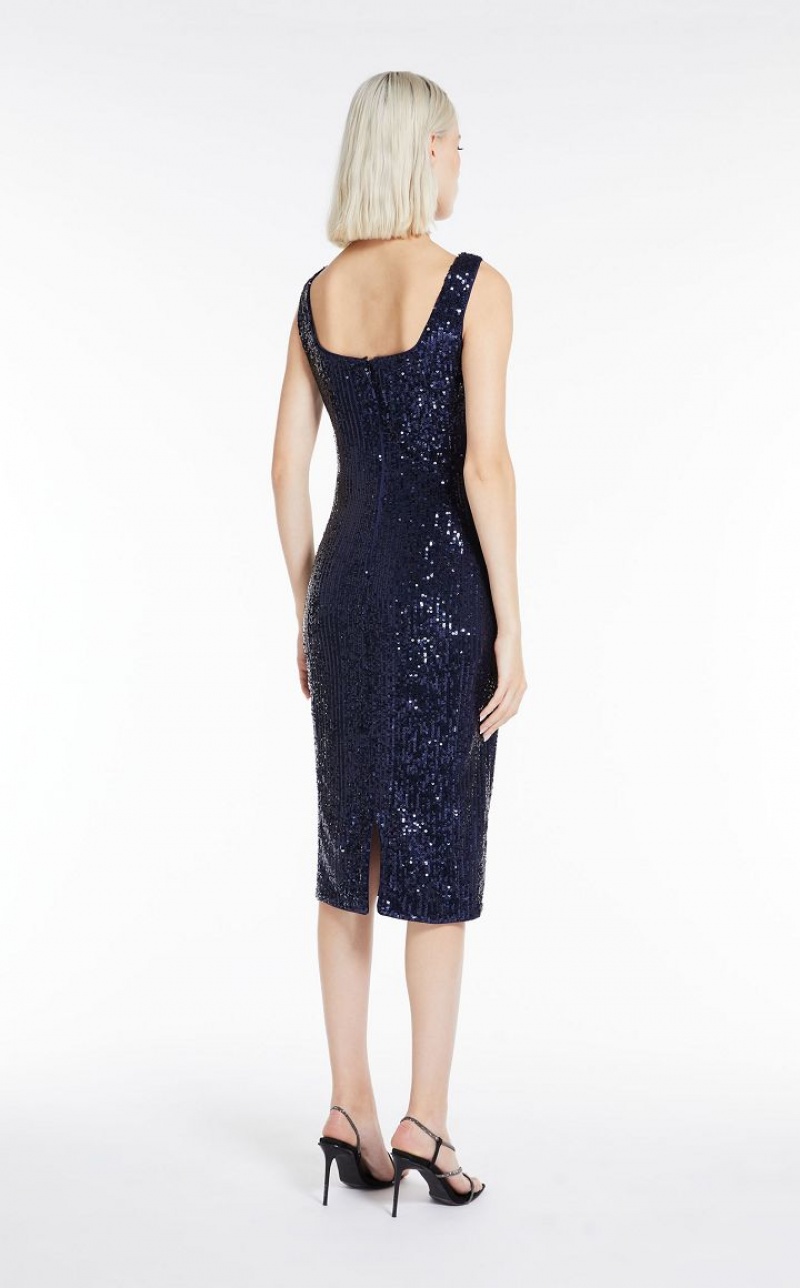 Max Mara Sequinned Sheath Kleid Navy | MMR593327