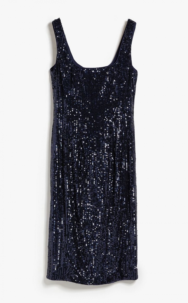 Max Mara Sequinned Sheath Kleid Navy | MMR593327