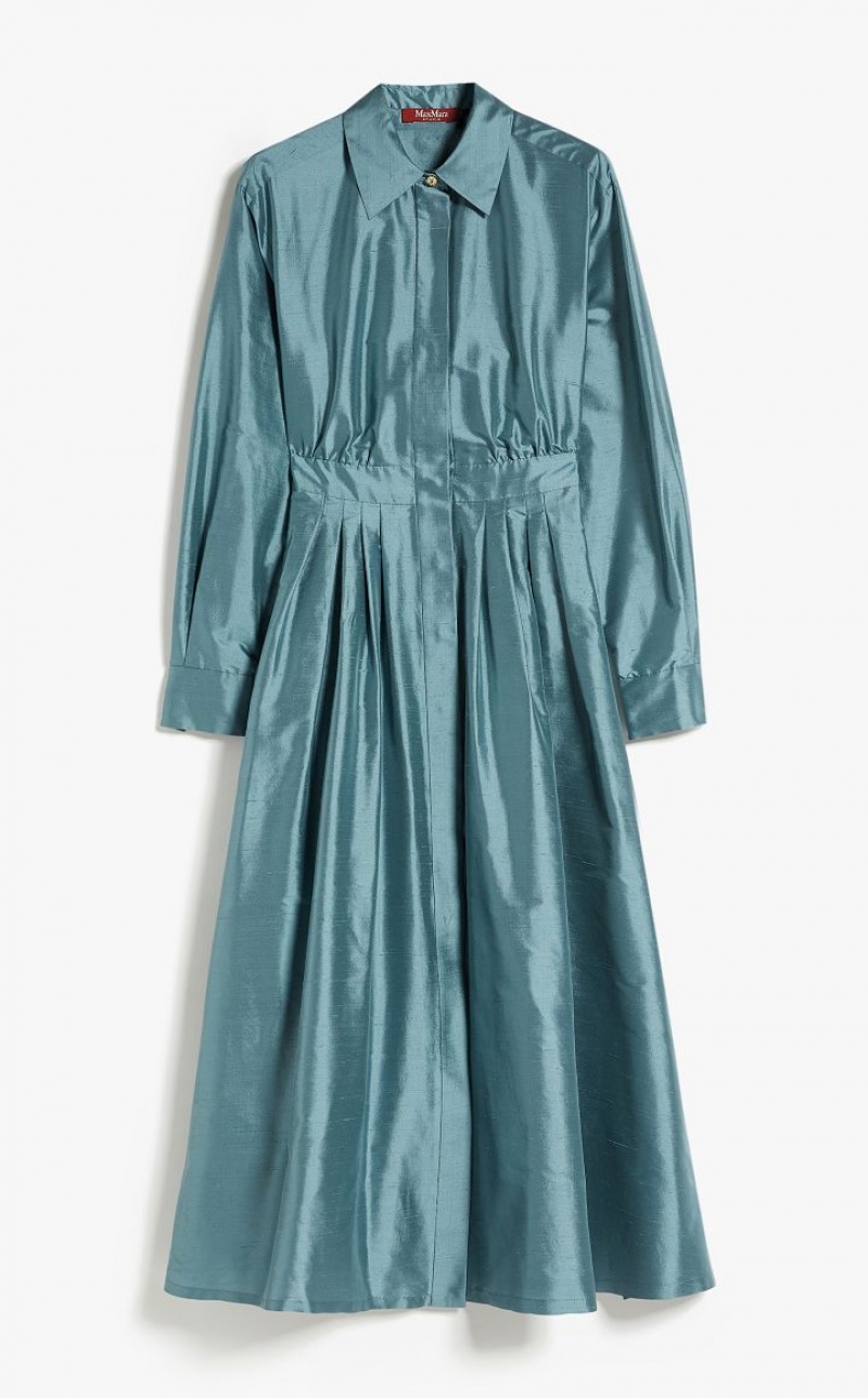 Max Mara Shantung Shirt Kleid Hellblau | MMR593382