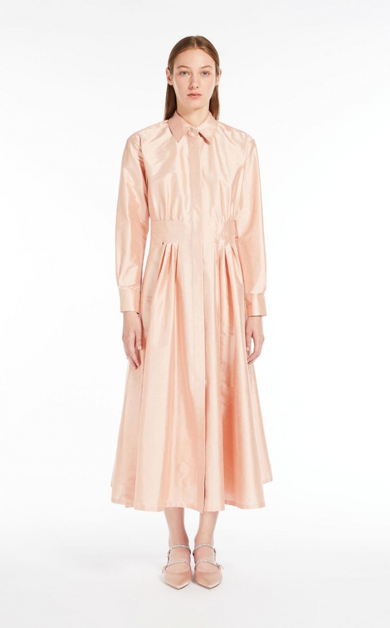 Max Mara Shantung Shirt Kleid Hellrosa | MMR593345