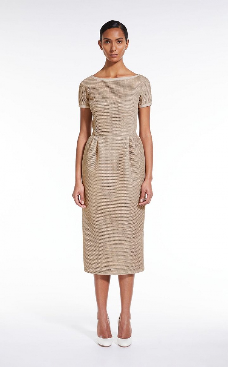 Max Mara Sheath In Mesh-effect Jersey Kleid Braun | MMR593412