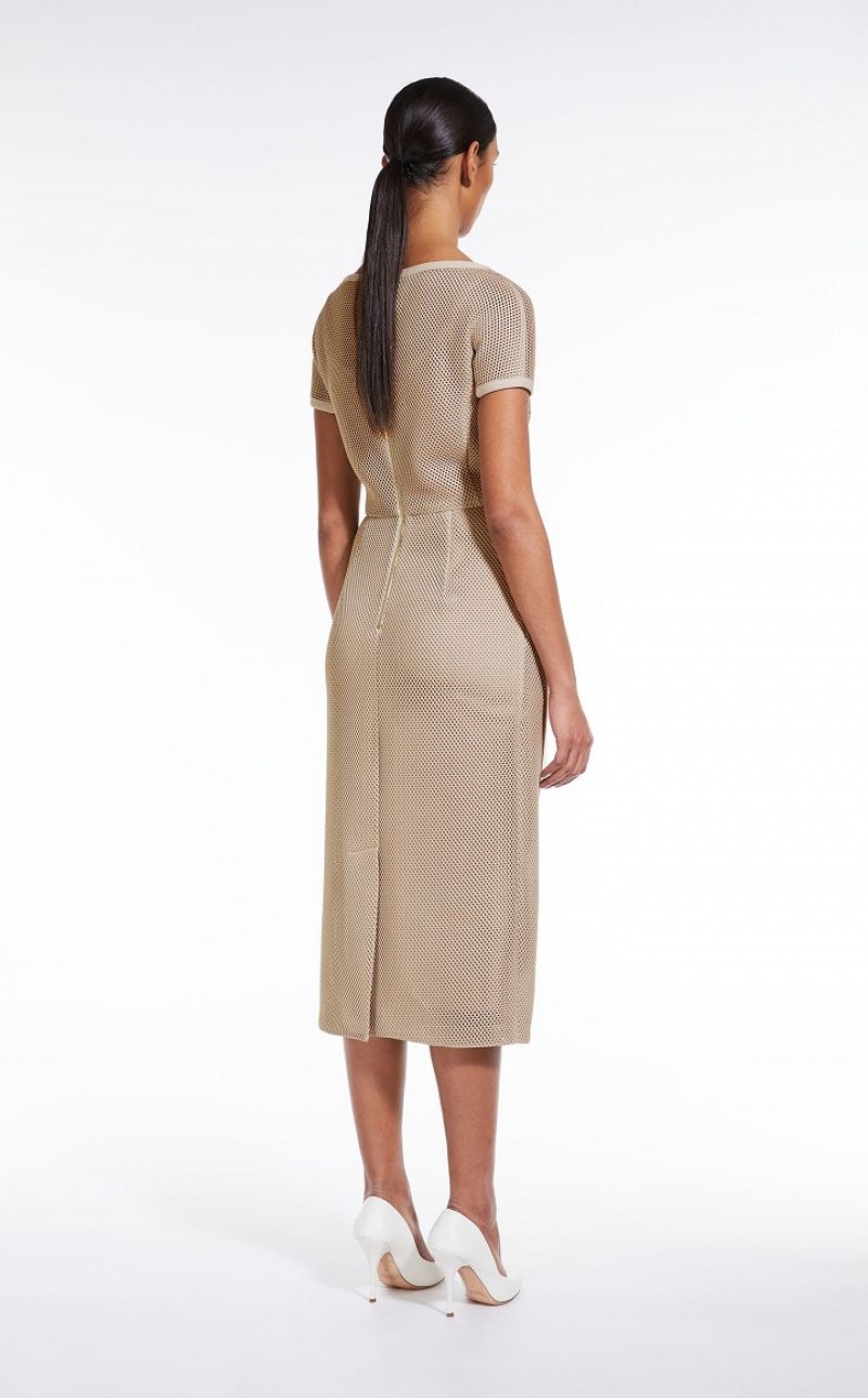 Max Mara Sheath In Mesh-effect Jersey Kleid Braun | MMR593412