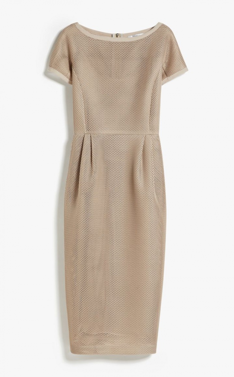 Max Mara Sheath In Mesh-effect Jersey Kleid Braun | MMR593412