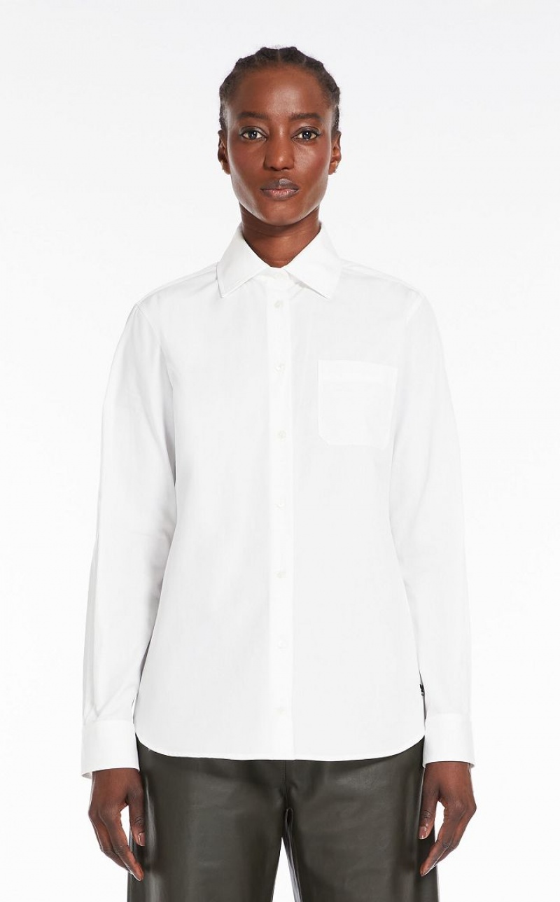 Max Mara Shirt In Baumwoll Poplin Bluse Weiß | MMR593558