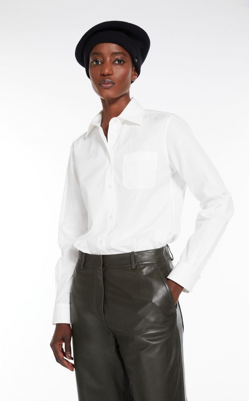 Max Mara Shirt In Baumwoll Poplin Bluse Weiß | MMR593558