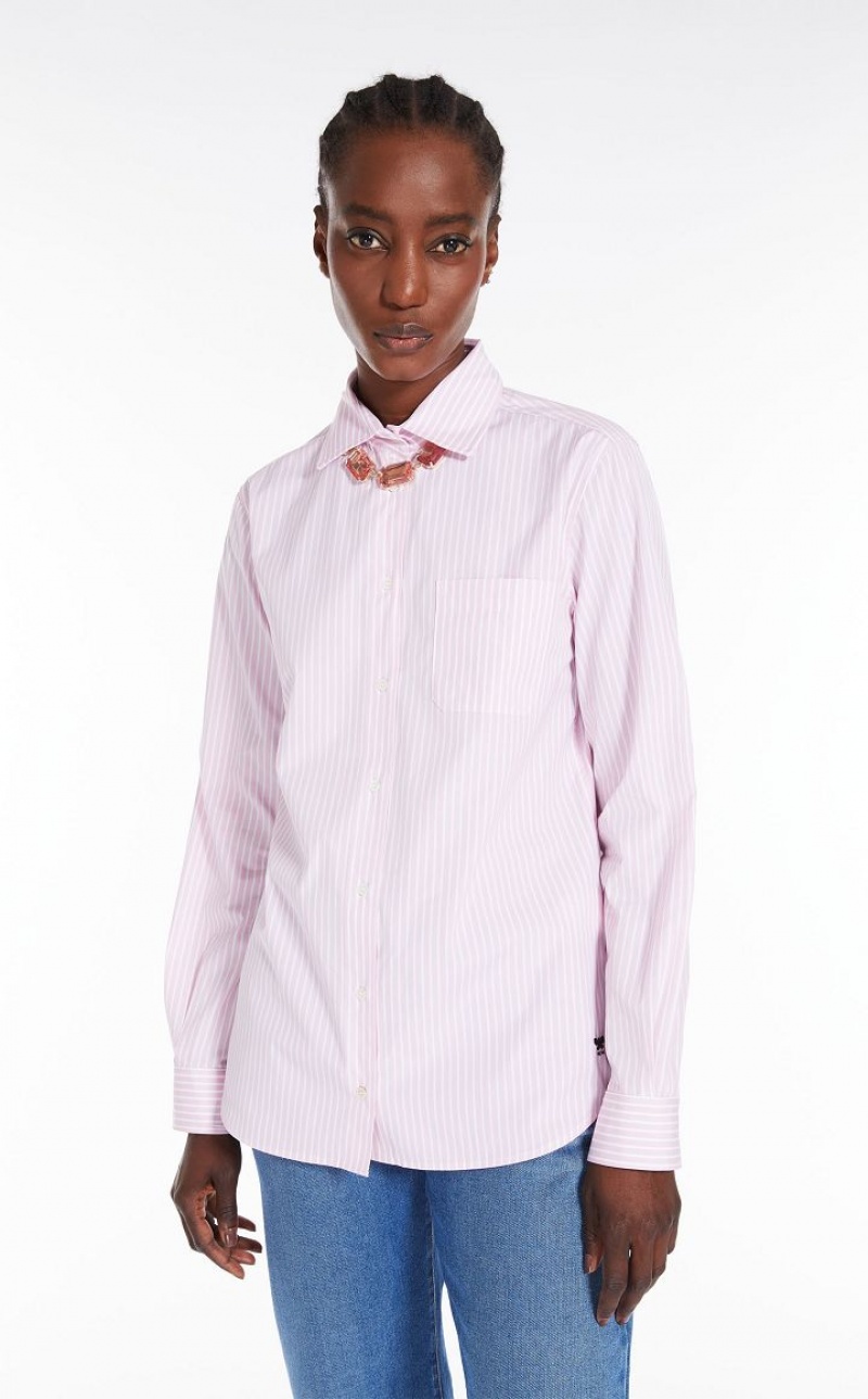 Max Mara Shirt In Baumwoll Poplin Bluse Rosa | MMR593565