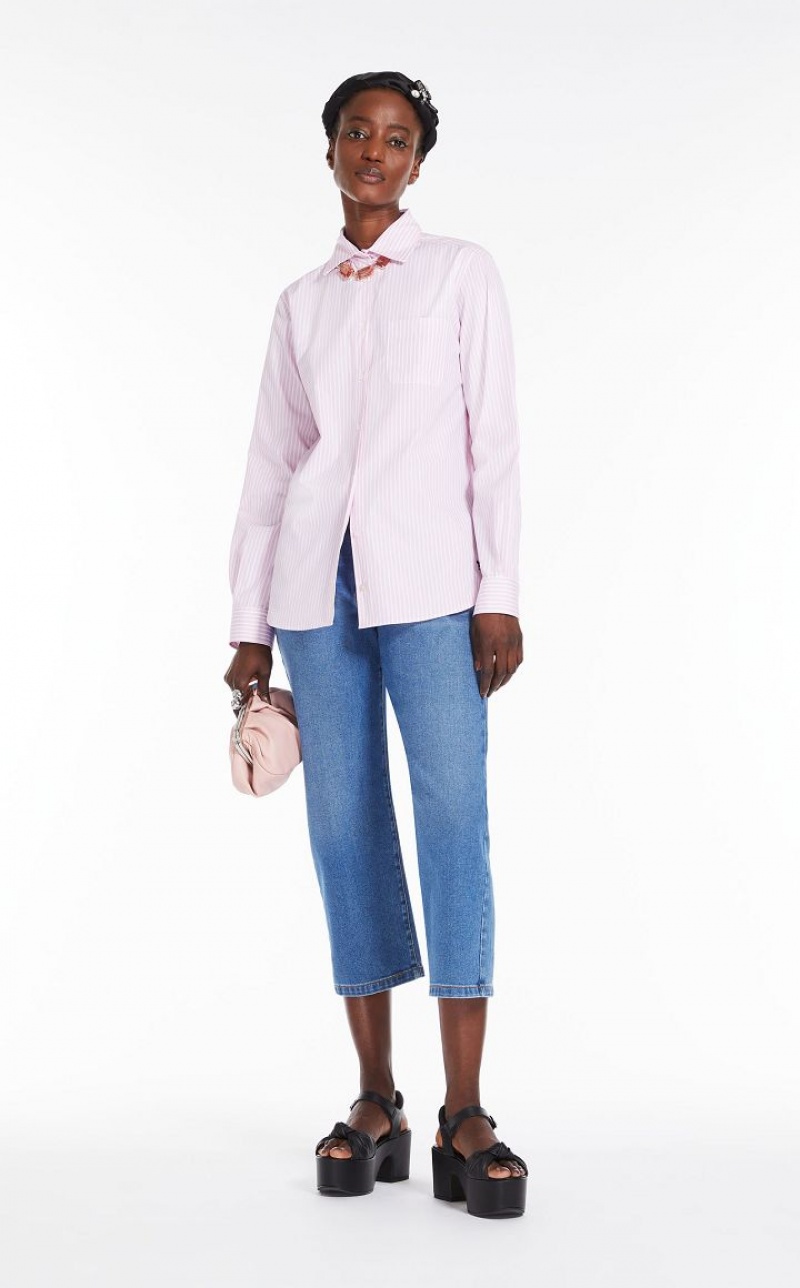 Max Mara Shirt In Baumwoll Poplin Bluse Rosa | MMR593565