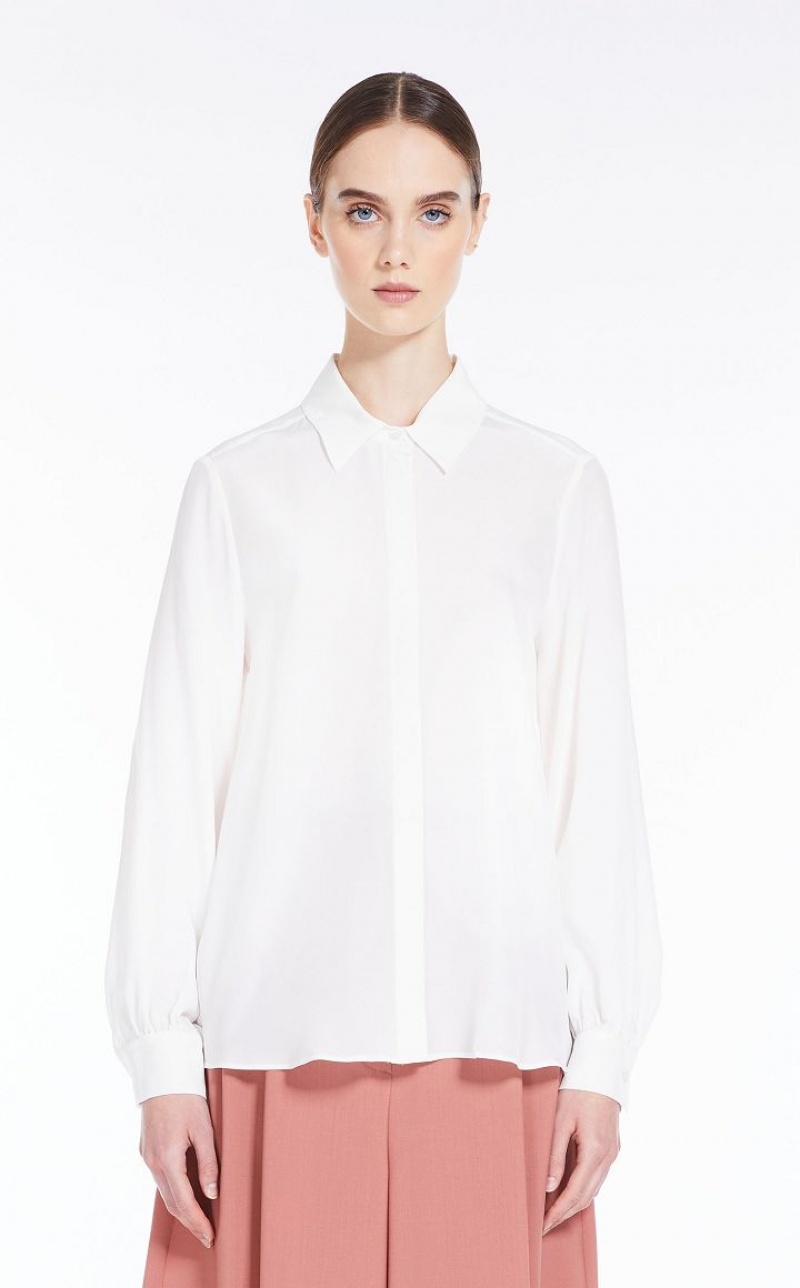 Max Mara Shirt In Washed Silk Bluse Weiß | MMR593562