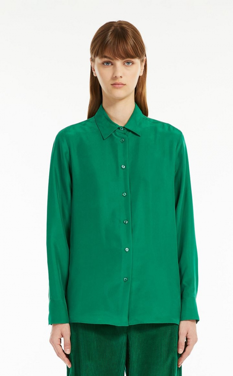 Max Mara Silk Bluse Türkis | MMR593572