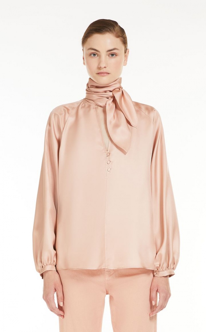 Max Mara Silk Foulard Bluse Rosa | MMR593604