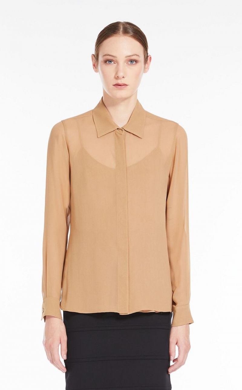 Max Mara Silk Georgette Bluse Braun | MMR593595