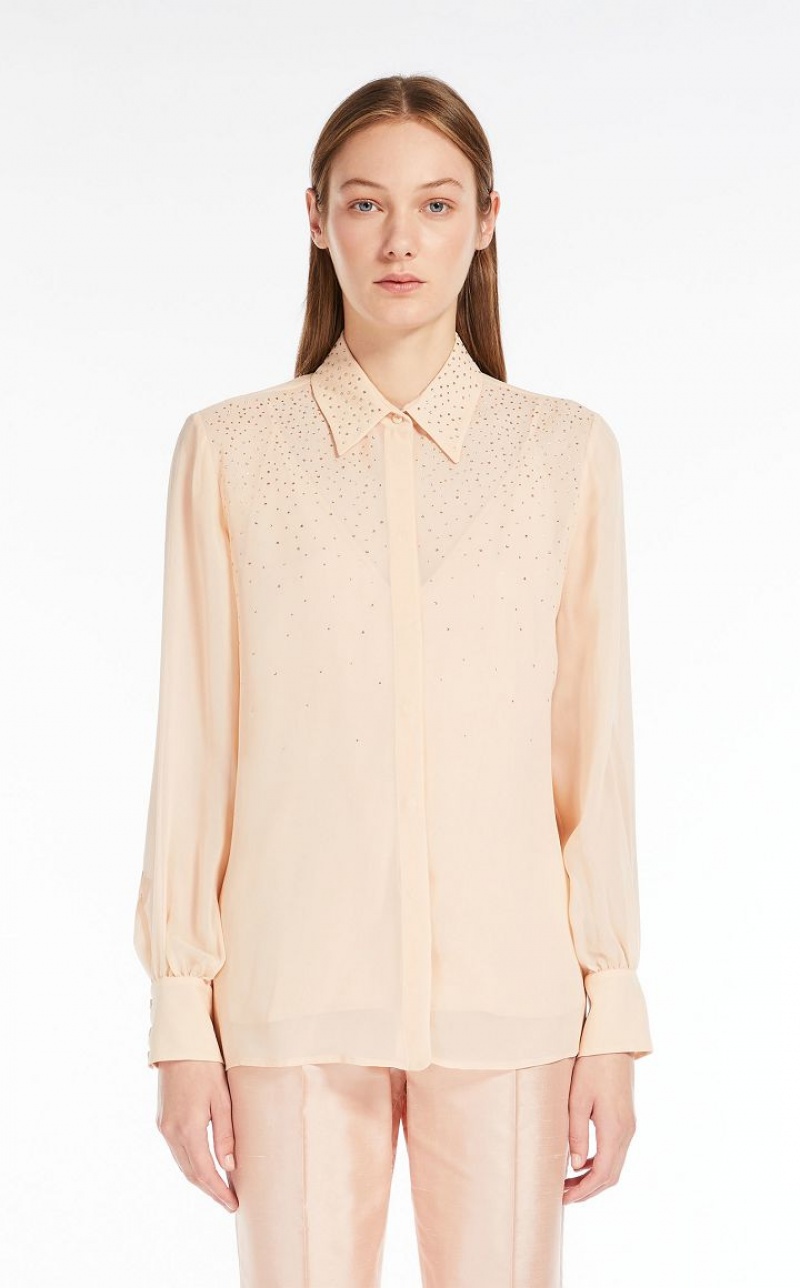 Max Mara Silk Georgette Bluse Hellrosa | MMR593578