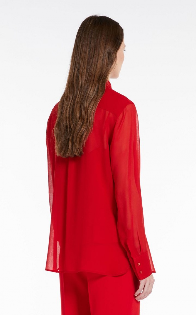 Max Mara Silk Georgette Bluse Rot | MMR593598