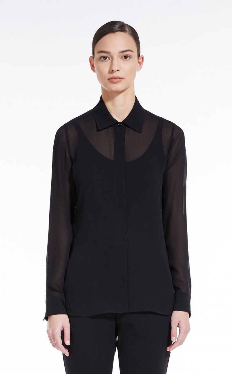 Max Mara Silk Georgette Bluse Schwarz | MMR593585