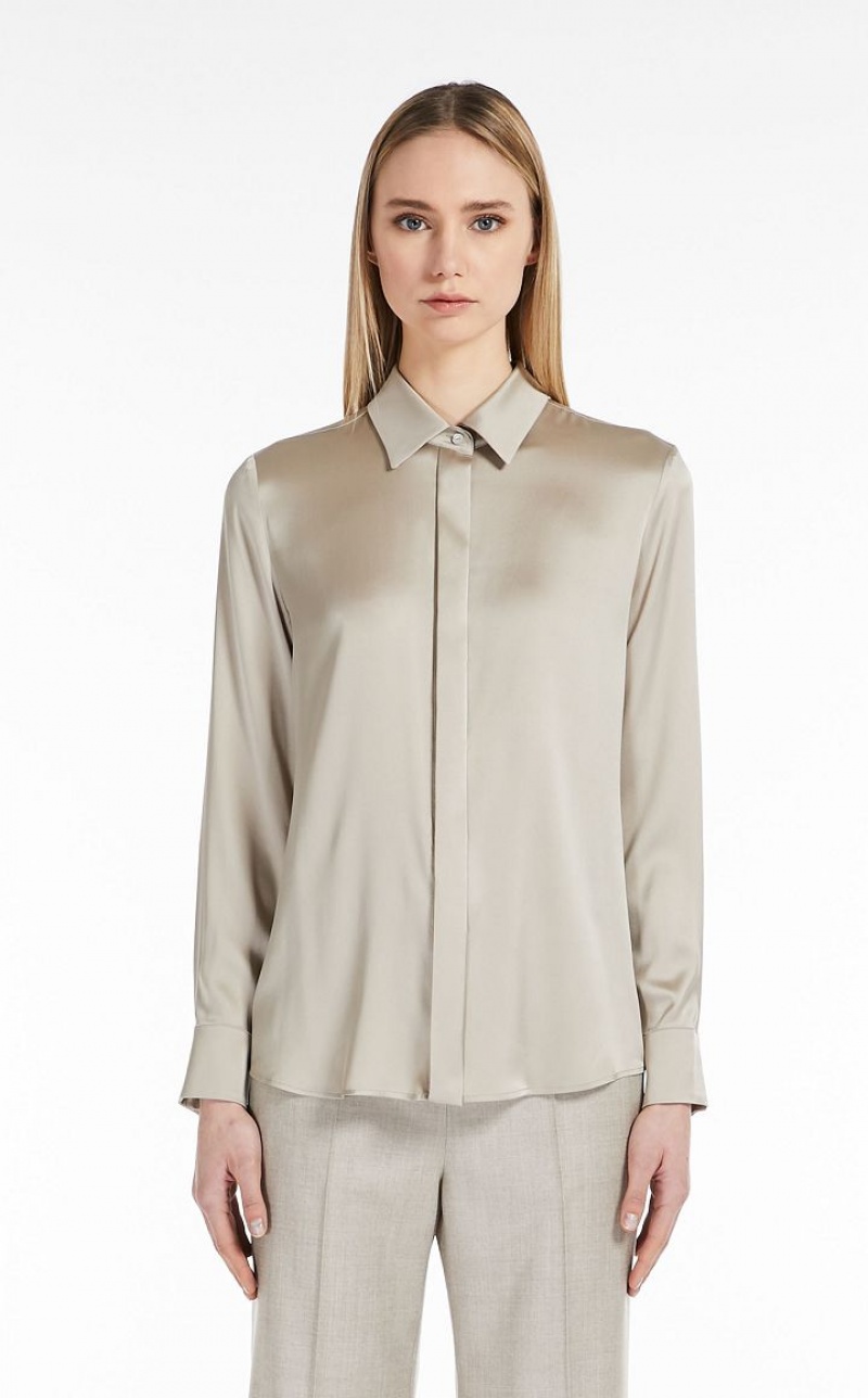 Max Mara Silk Satin Bluse Olivgrün Grün | MMR593579