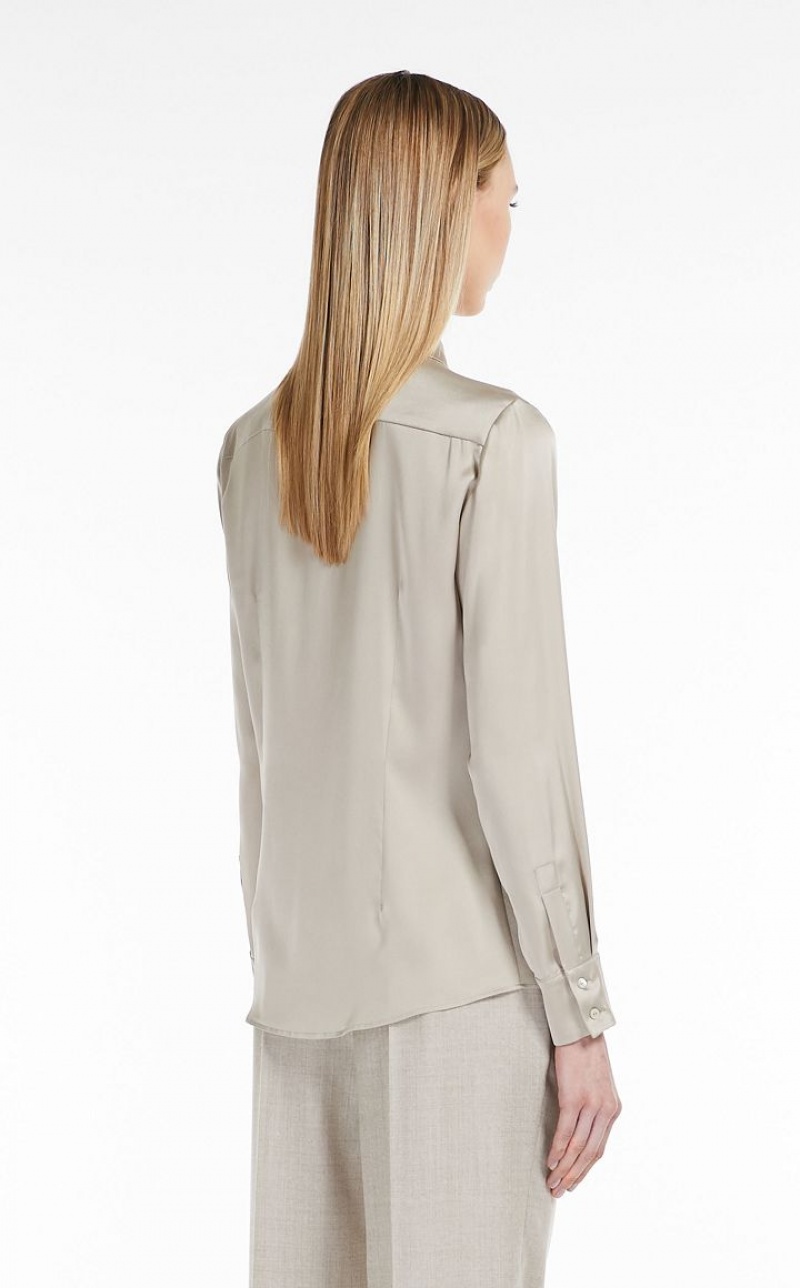 Max Mara Silk Satin Bluse Olivgrün Grün | MMR593579