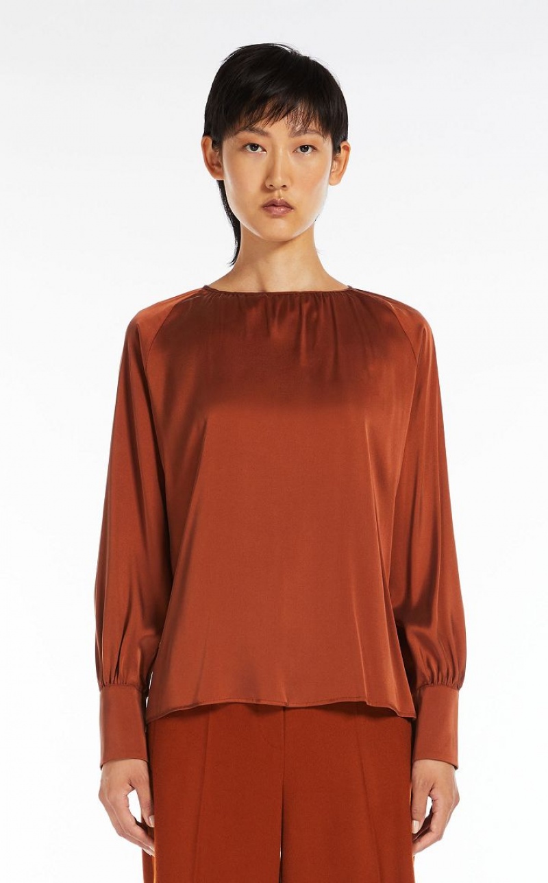 Max Mara Silk Satin Bluse Orange | MMR593630