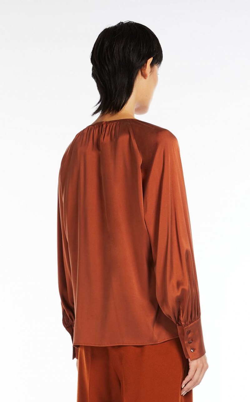 Max Mara Silk Satin Bluse Orange | MMR593630