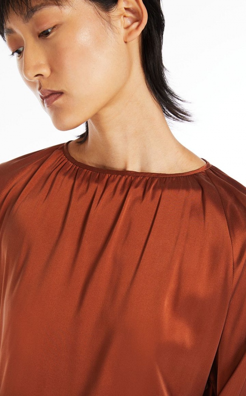 Max Mara Silk Satin Bluse Orange | MMR593630