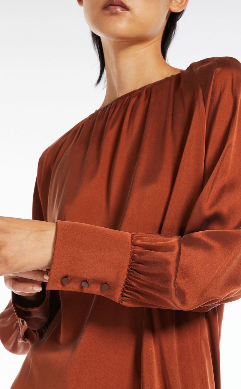 Max Mara Silk Satin Bluse Orange | MMR593630