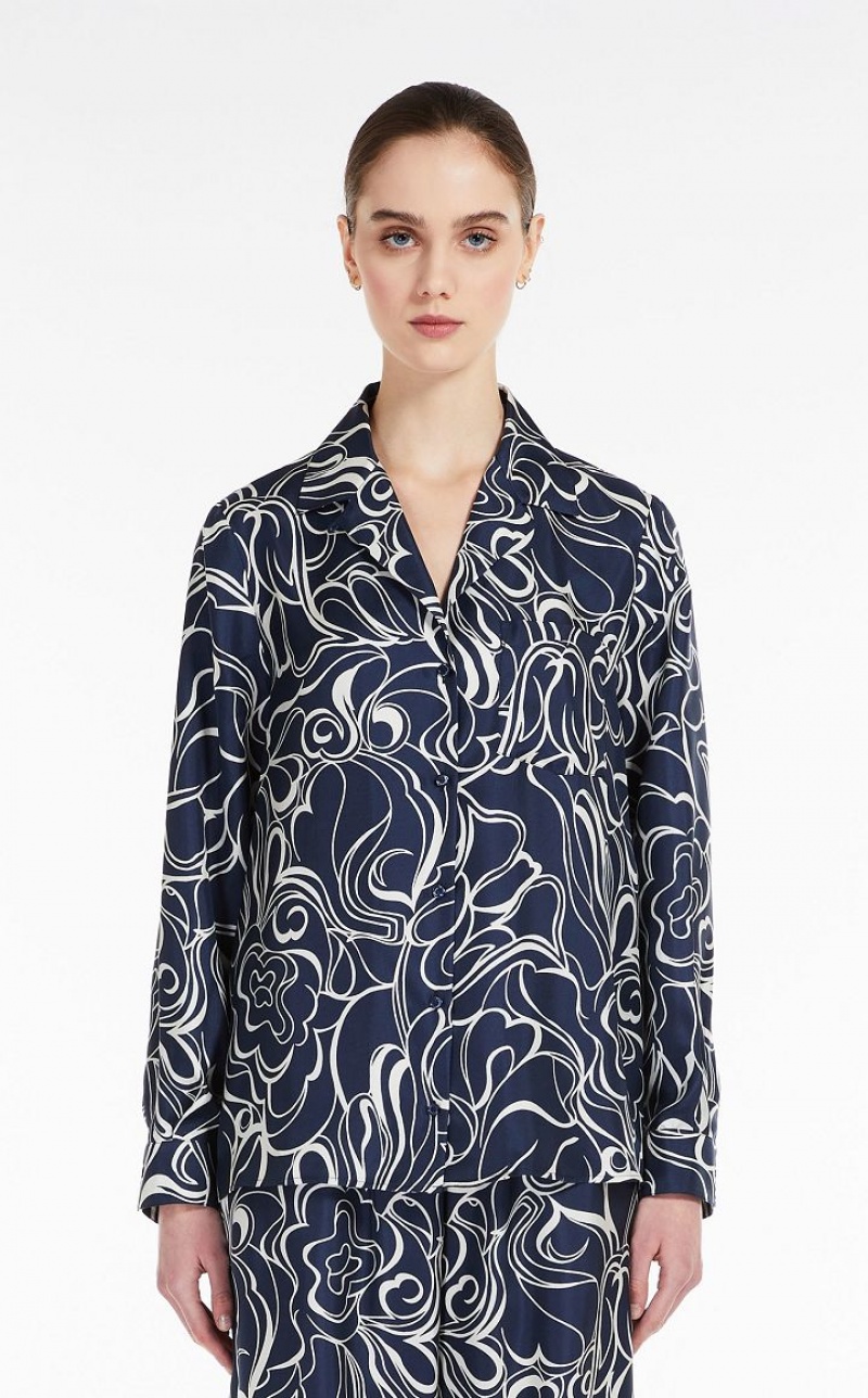 Max Mara Silk Twill Bluse Navy | MMR593553