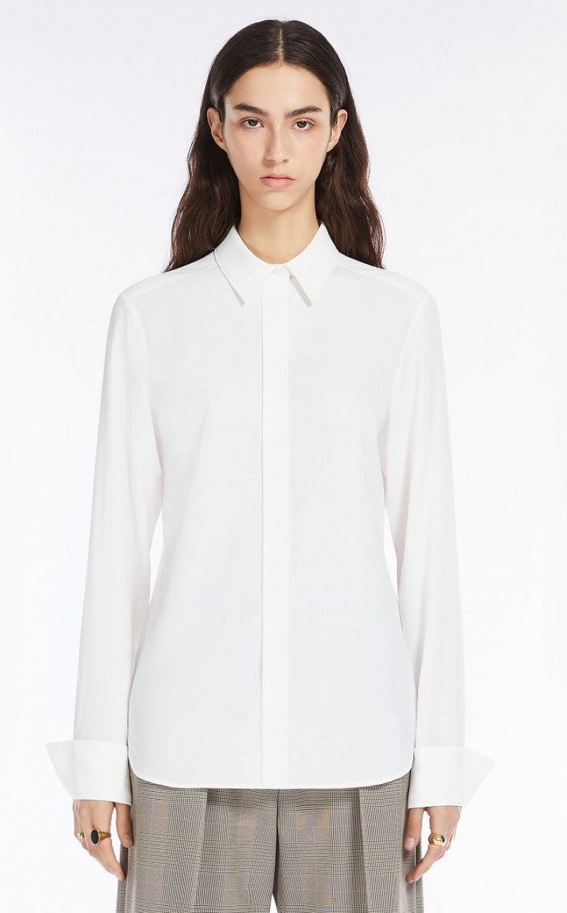 Max Mara Silk-blend Bluse Weiß | MMR593559