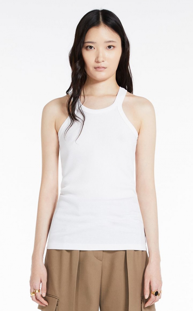 Max Mara Silk-blend Jersey Vest Oberteile Weiß | MMR593650