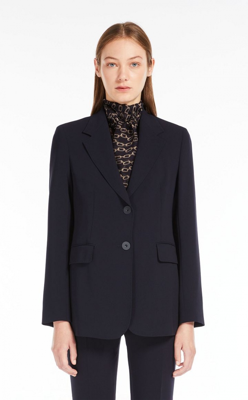 Max Mara Single-breasted Cady Blazer Navy | MMR594049