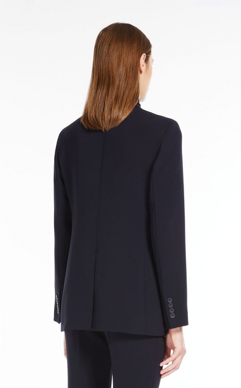 Max Mara Single-breasted Cady Blazer Navy | MMR594049