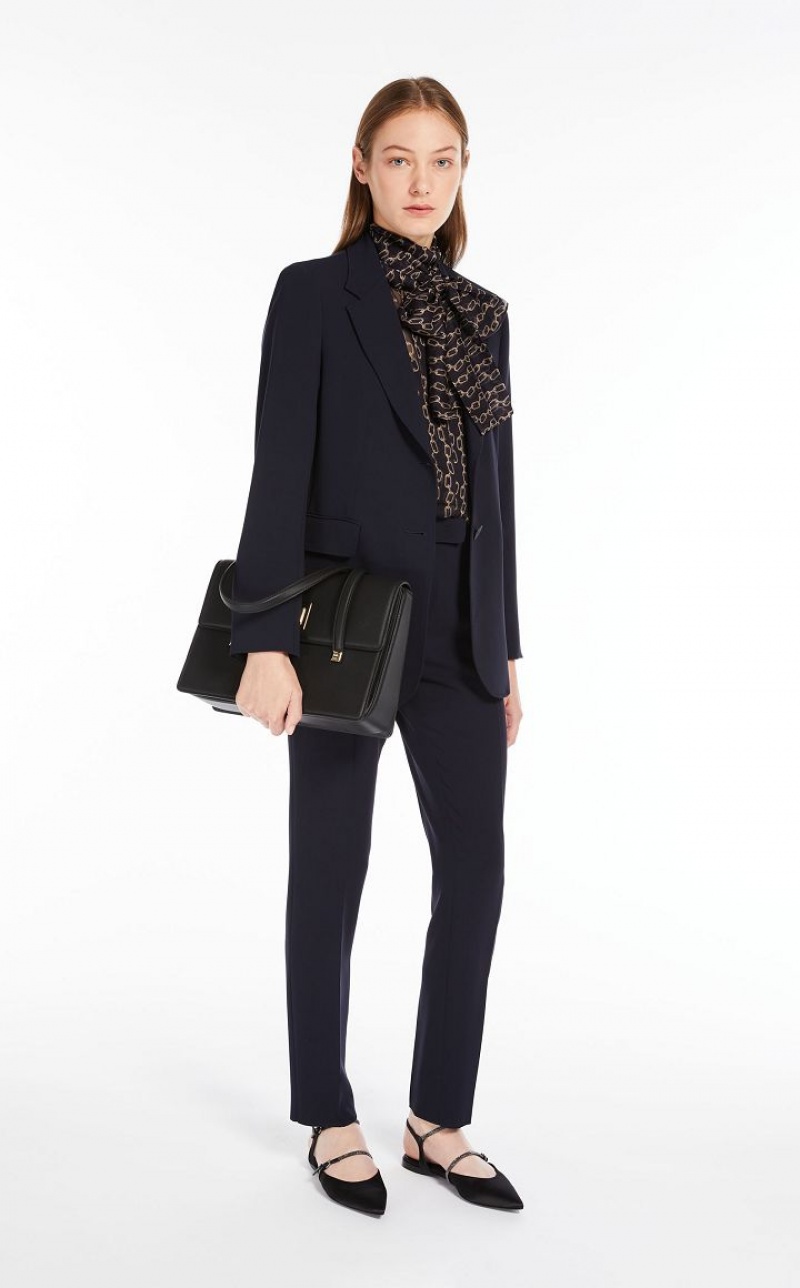 Max Mara Single-breasted Cady Blazer Navy | MMR594049