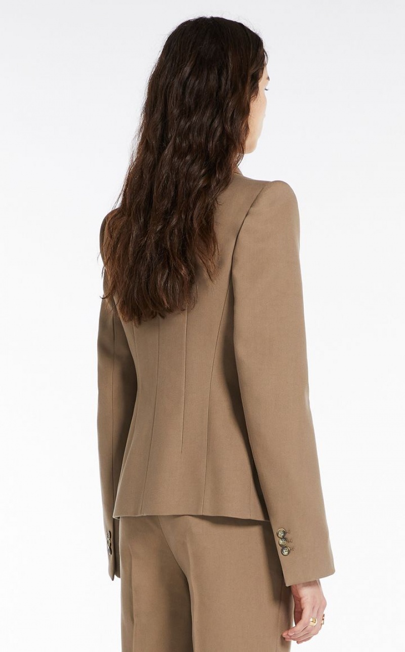 Max Mara Slim-fit Double-breasted Blazer Beige | MMR594064