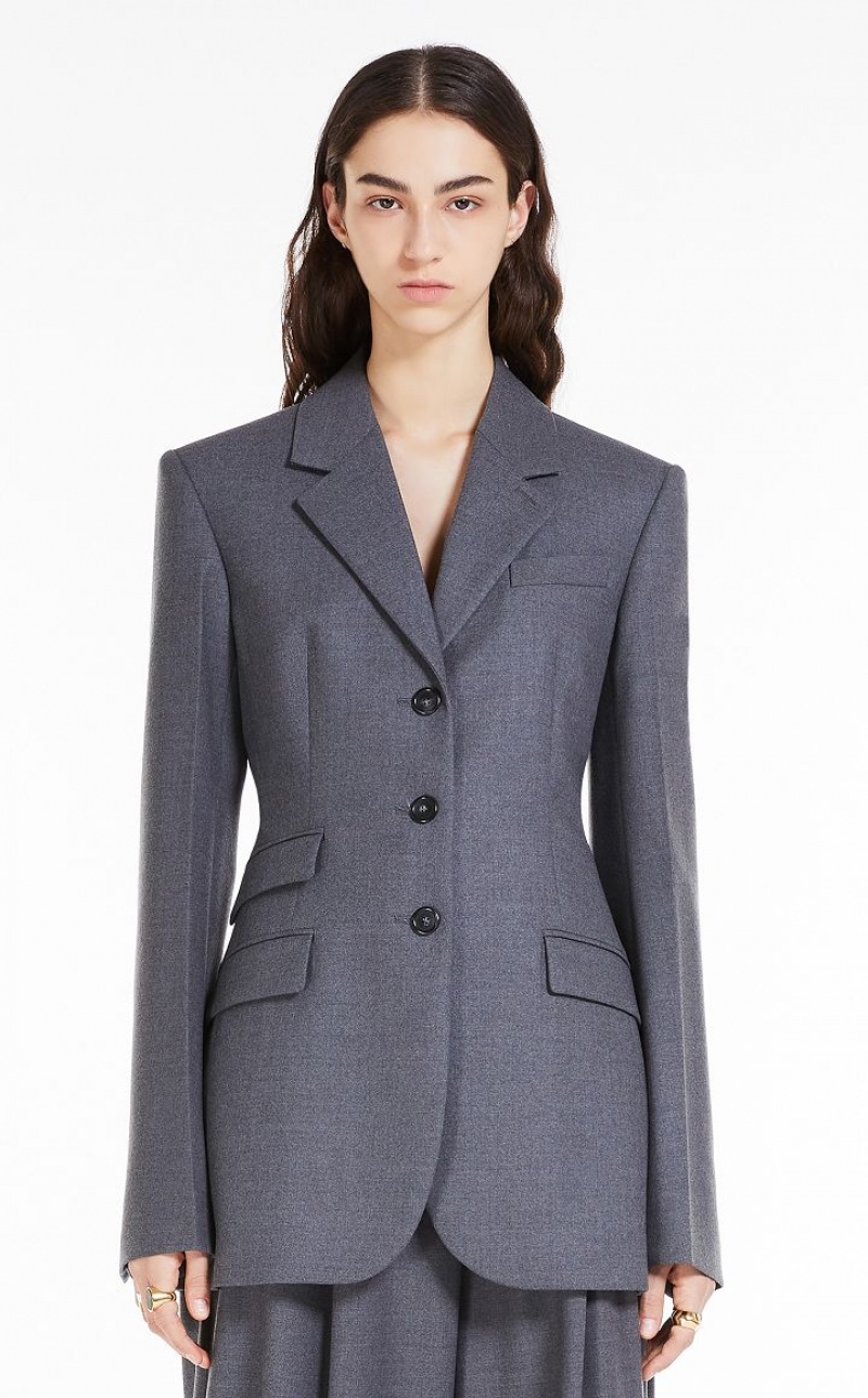 Max Mara Slim-fit Tailored Blazer Grau | MMR594033