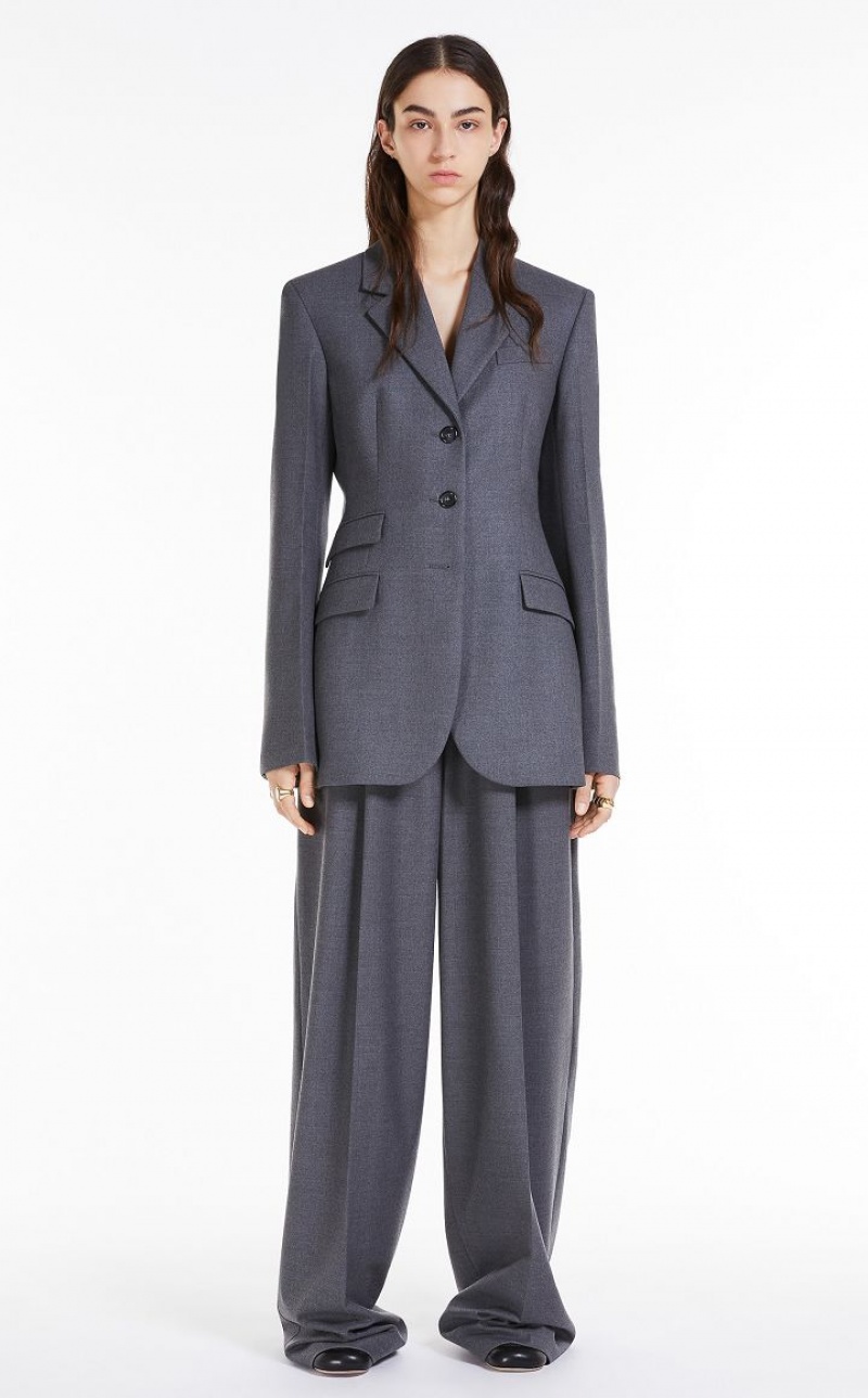 Max Mara Slim-fit Tailored Blazer Grau | MMR594033