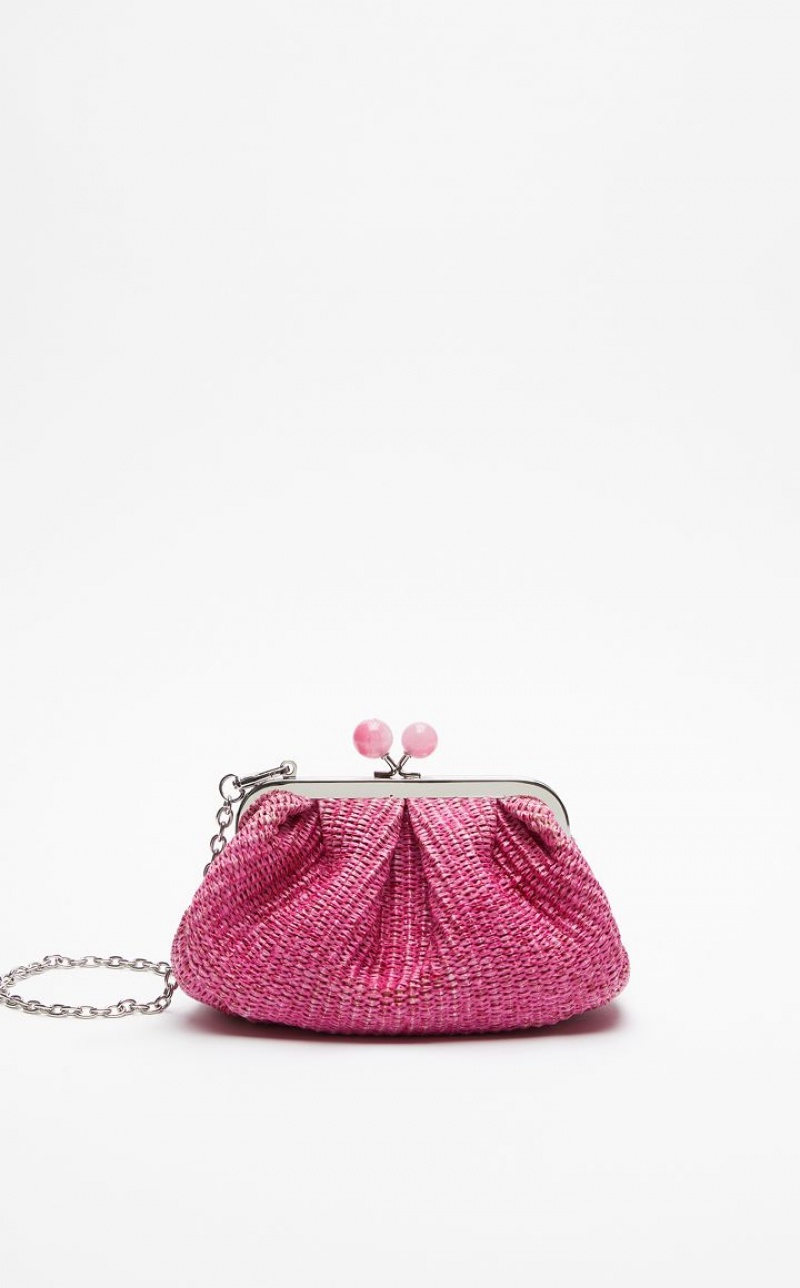 Max Mara Small Pasticcinoin Raffia Weekend Bag Fuchsie | MMR594140