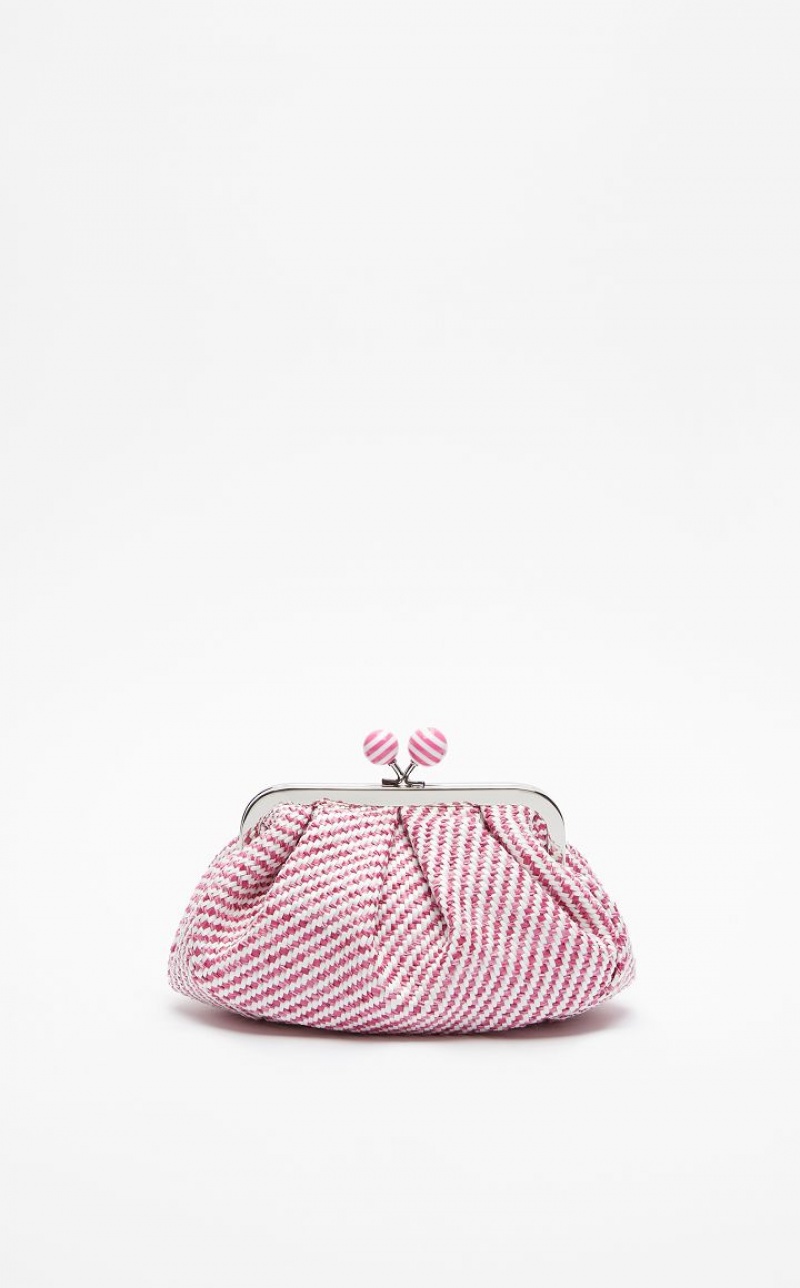 Max Mara Small Pasticcinoin Raffia Weekend Bag Rosa | MMR594147