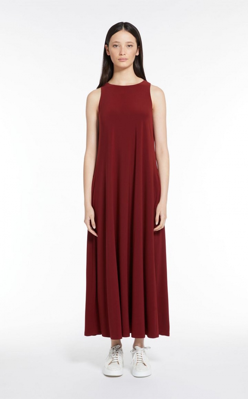 Max Mara Stretch Jersey A-line Kleid Dunkelrot | MMR593396