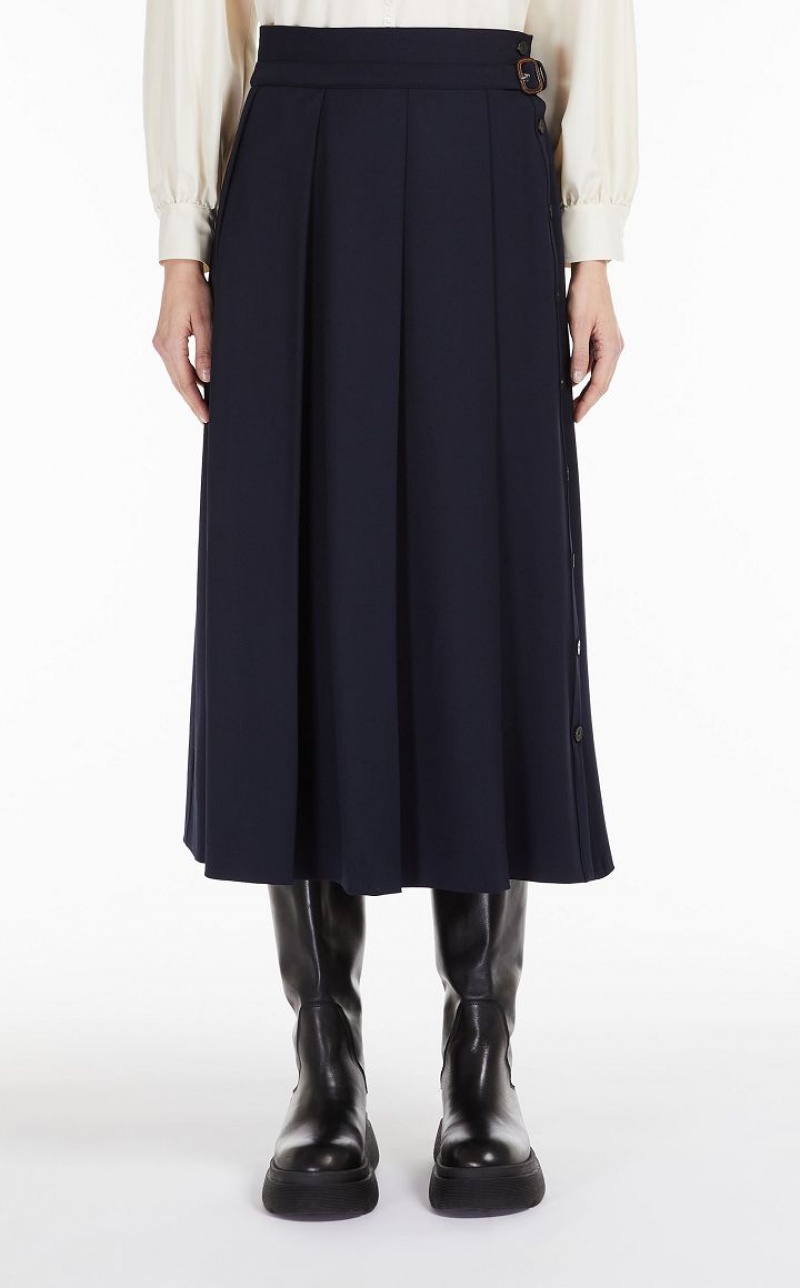 Max Mara Technical Wolle Gabardine Röcke Navy | MMR593720