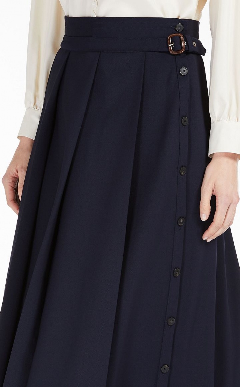 Max Mara Technical Wolle Gabardine Röcke Navy | MMR593720