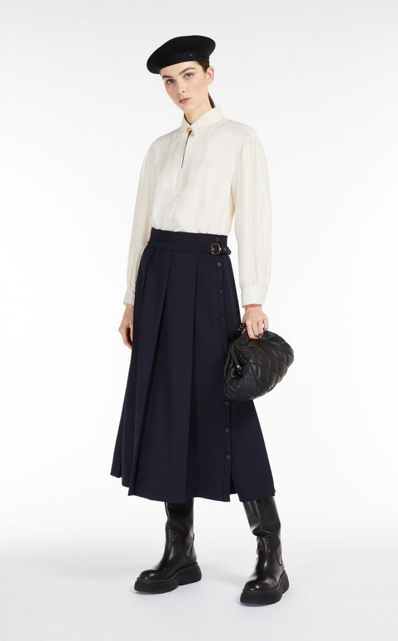 Max Mara Technical Wolle Gabardine Röcke Navy | MMR593720