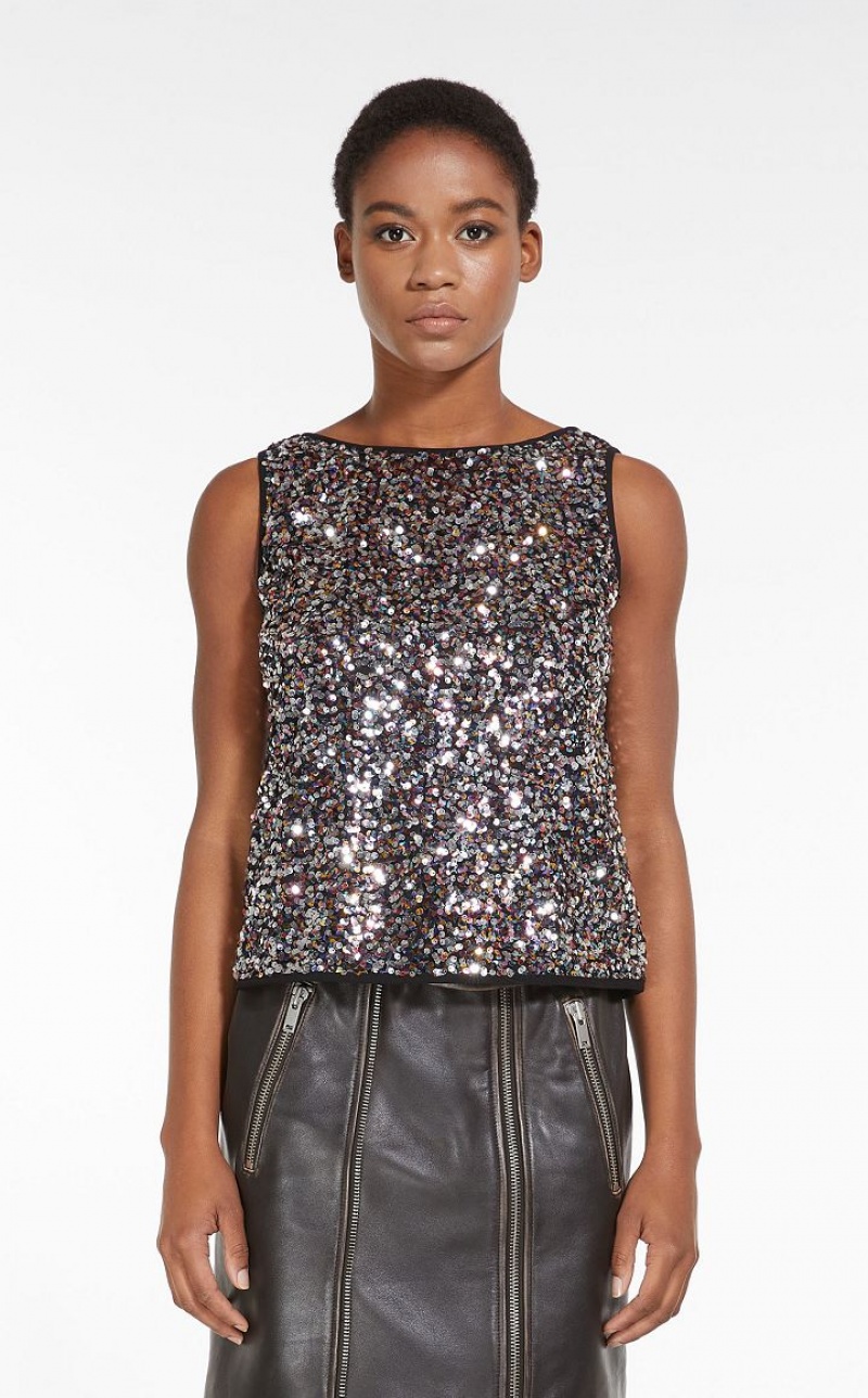 Max Mara Top Embroidered With Sequins Oberteile Mehrfarbig | MMR593668