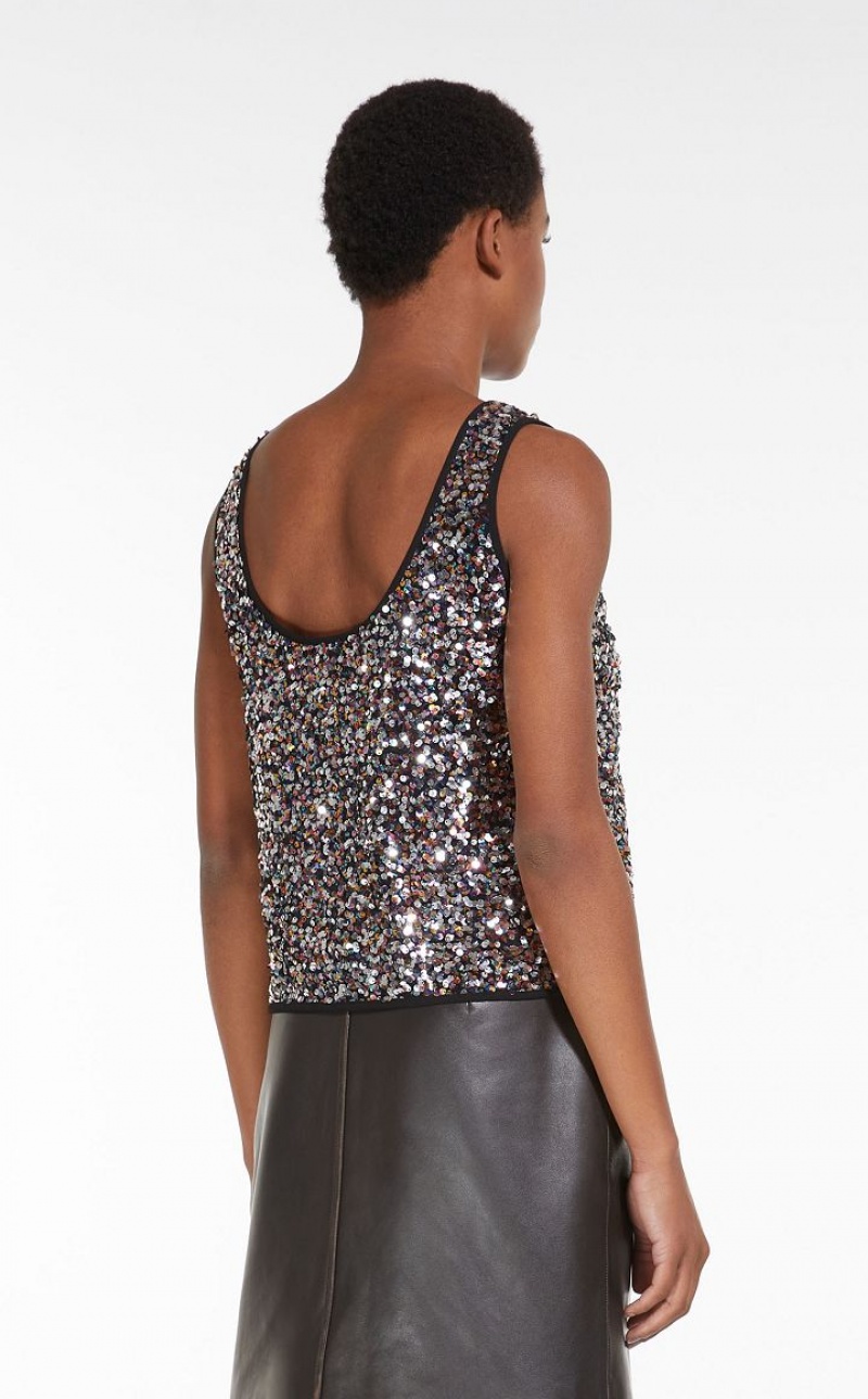 Max Mara Top Embroidered With Sequins Oberteile Mehrfarbig | MMR593668