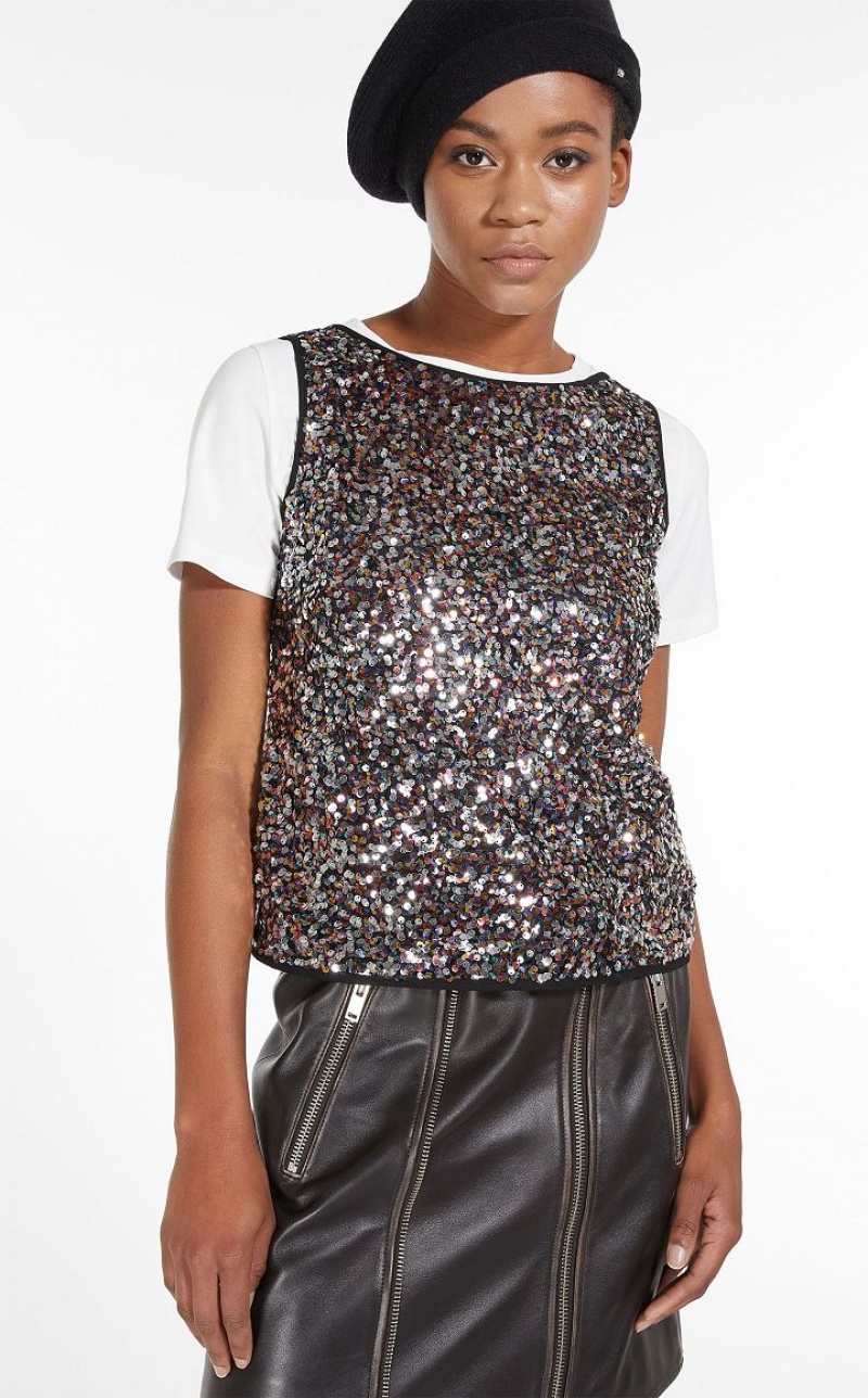 Max Mara Top Embroidered With Sequins Oberteile Mehrfarbig | MMR593668