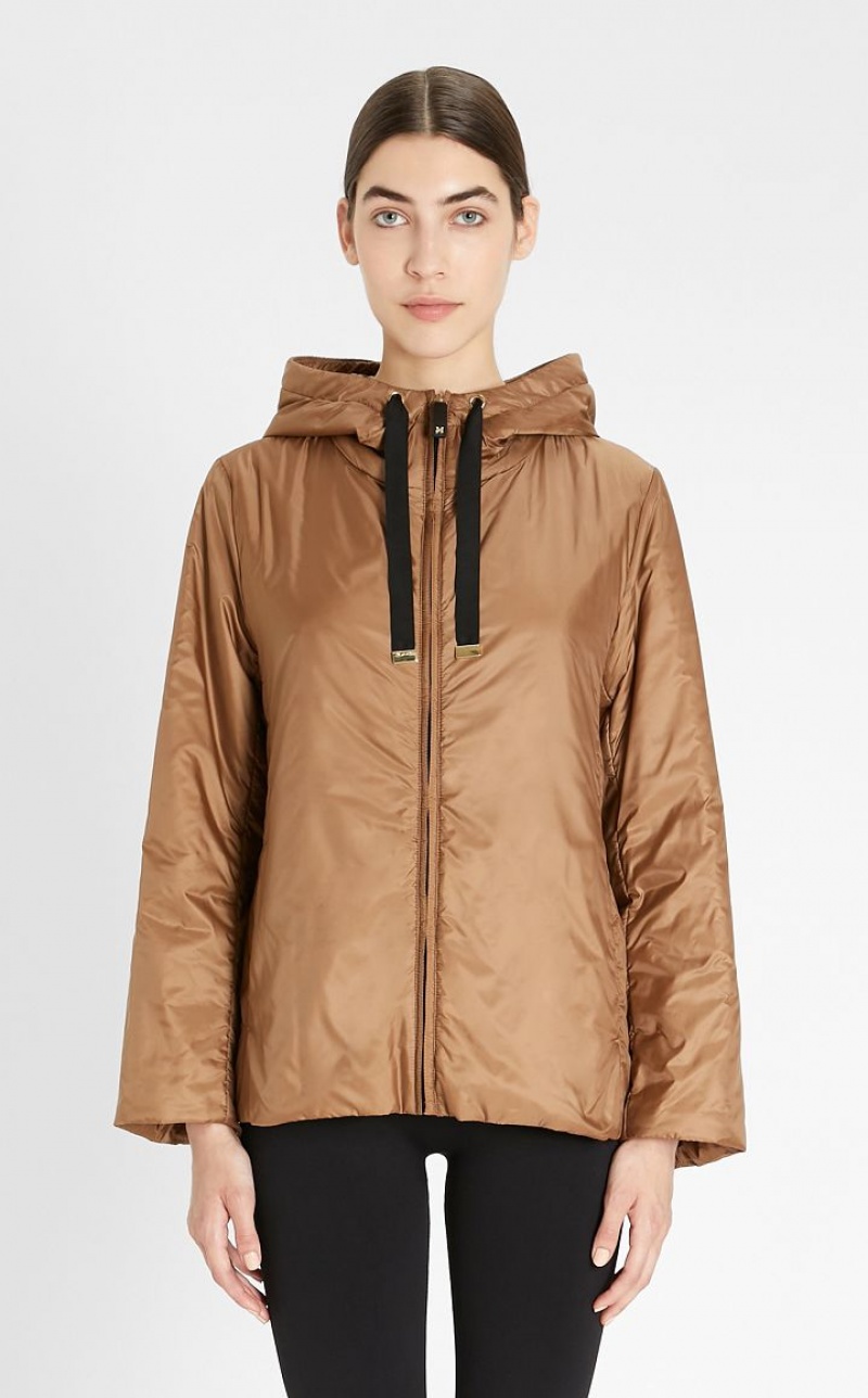 Max Mara Travel Jacket In Wasser-resistant Technical Canvas Padded Kaffee | MMR594009