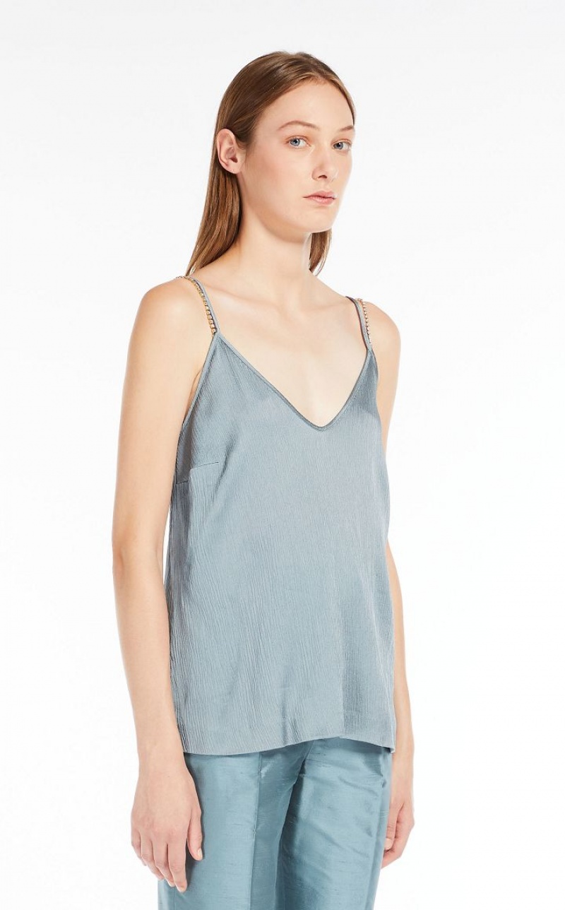 Max Mara Viscose Crepon Bluse Hellblau | MMR593555