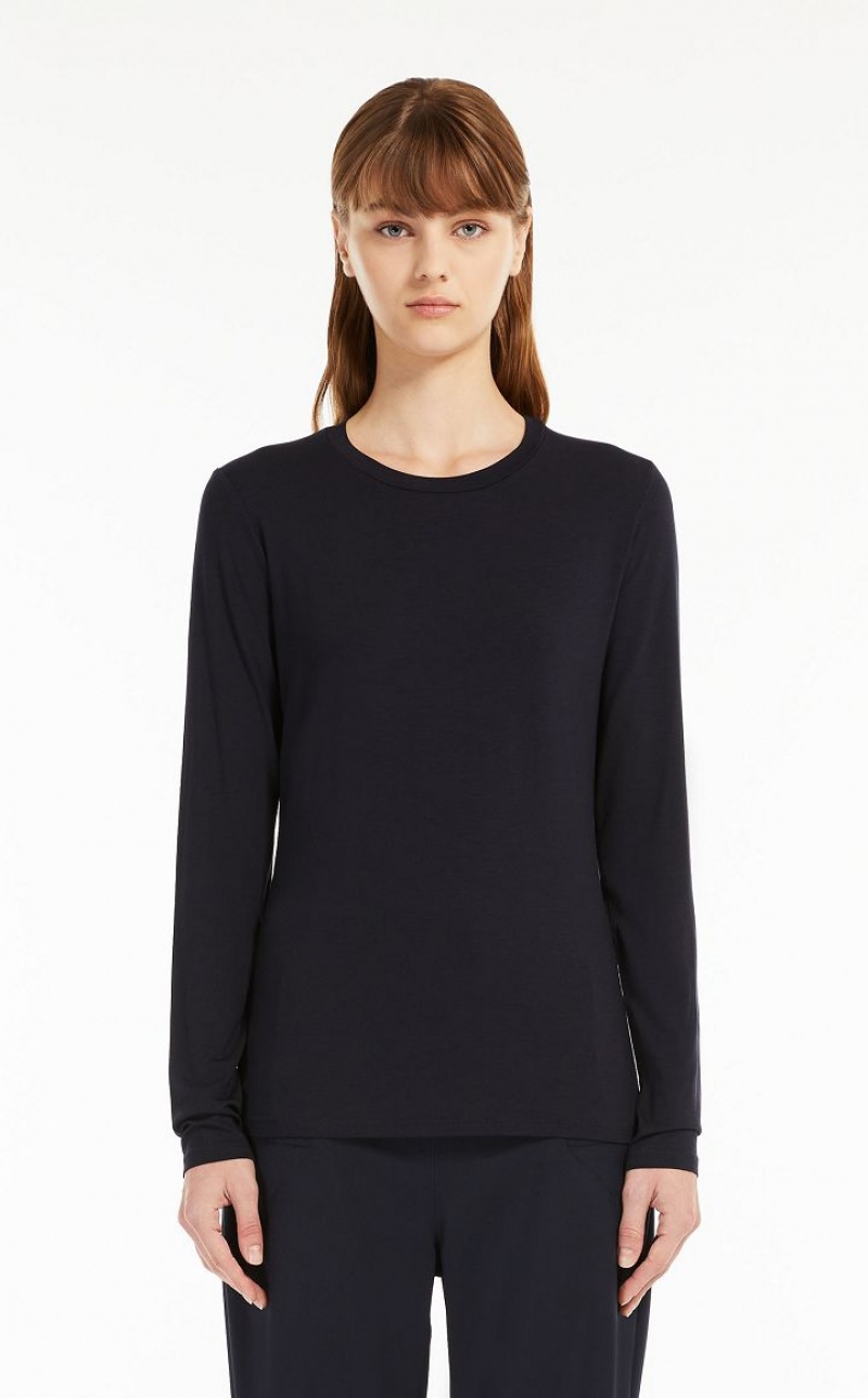 Max Mara Viscose Jersey T-shirt Navy | MMR593640