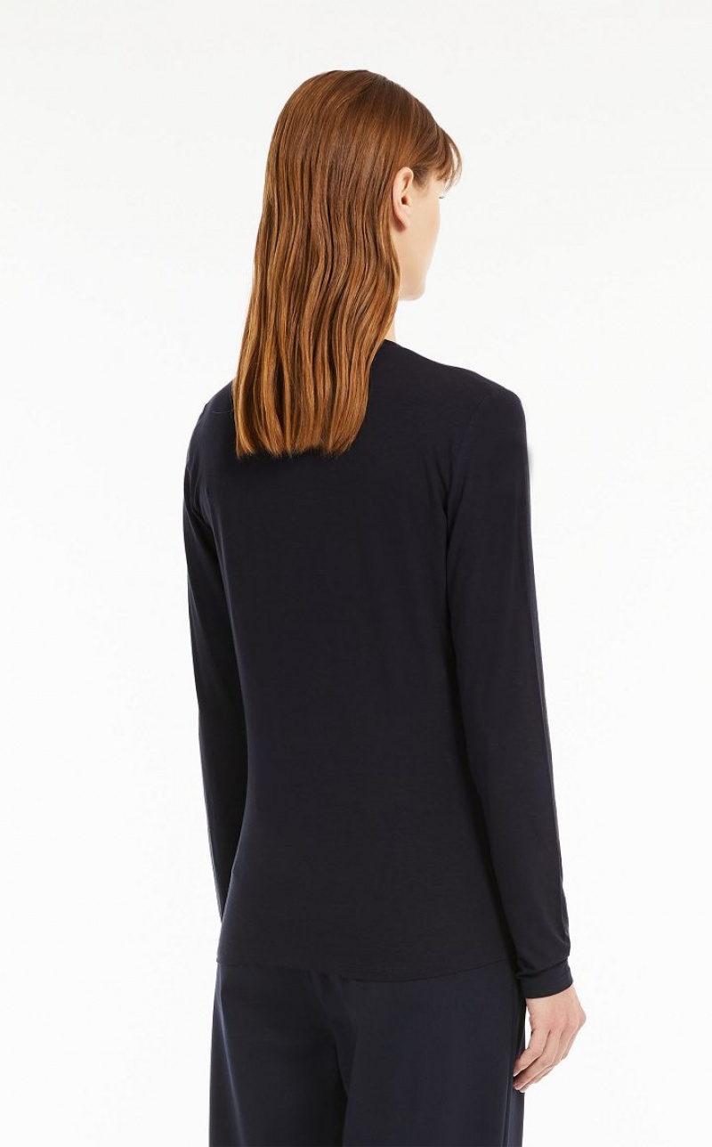 Max Mara Viscose Jersey T-shirt Navy | MMR593640