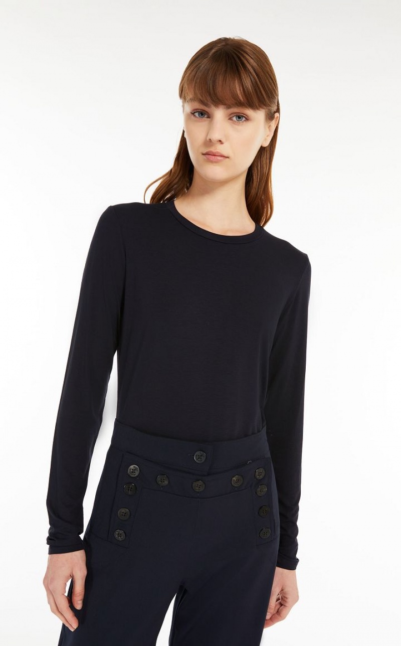 Max Mara Viscose Jersey T-shirt Navy | MMR593640